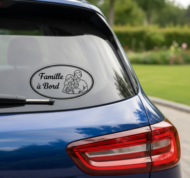 Sticker voiture noir "famille à bord" - TenStickers