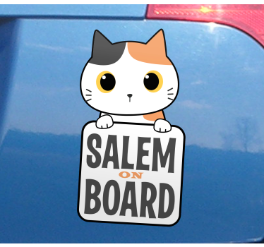 Sticker voiture panneau chat mignon - TenStickers