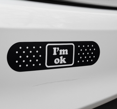 Sticker voiture pansement "je vais bien" - TenStickers