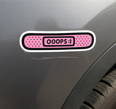 Sticker voiture pansement rose "oups" - TenStickers