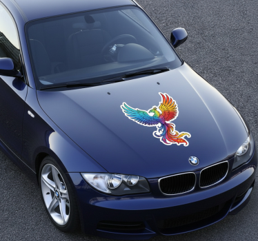 Sticker voiture phénix coloré éclatant en plein vol - TenStickers