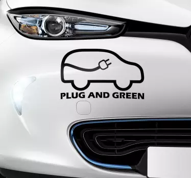Sticker voiture plug and green - TenStickers