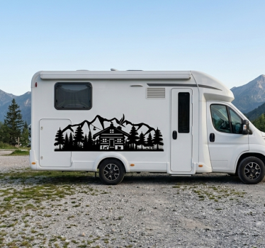 Sticker voiture silhouette de chalet en montagne - TenStickers