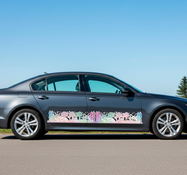Sticker voiture silhouette de paysage montagneux - TenStickers