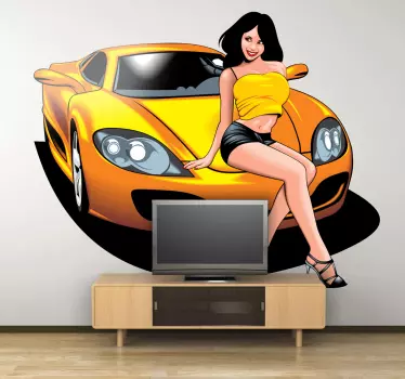 Sticker voiture sport pin-up - TenStickers