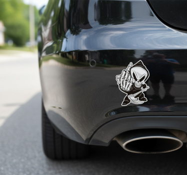 Sticker voiture squelette avec doigt d'honneur - TenStickers