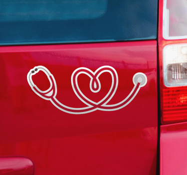 Sticker voiture stéthoscope coeur - TenStickers