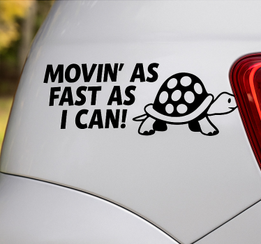 Sticker voiture tortue lente et amusante - TenStickers