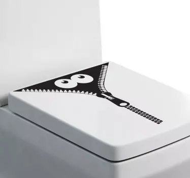 Sticker trompe l'œil WC monstre fermeture éclair - TenStickers