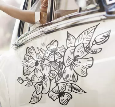 stickers de mariage bonnet floral ornemental - TenStickers