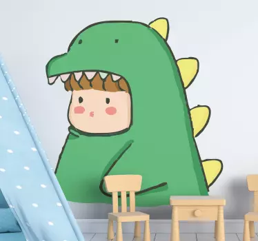 Stickers Humain en costume de dinosaure mignon - TenStickers