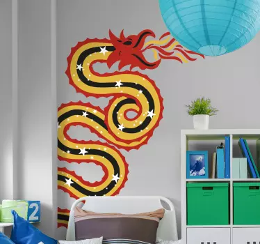 Sticker Maison Dessin Dragon Oriental - TenStickers