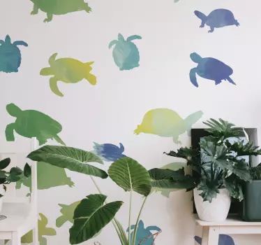 Stickers Muraux Animaux Pack tortue colorée - TenStickers