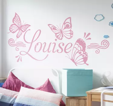 Sticker chambre ado avec prénom et papillons - TenStickers
