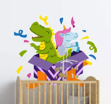 Stickers muraux Couple dinosaure et licorne - TenStickers