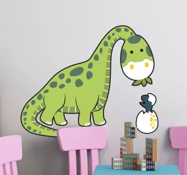 Stickers muraux dinosaure Brontosaure avec un enfant - TenStickers
