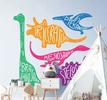Stickers muraux dinosaure Dinosaure avec leur nom d'espèce - TenStickers