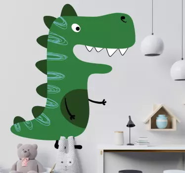 stickers muraux dinosaure Dinosaure vert dessiné - TenStickers
