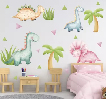 stickers muraux dinosaure Dinosaures mignons reptiles - TenStickers
