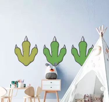 stickers muraux dinosaure Empreintes de dinosaures verts - TenStickers