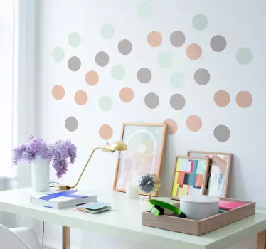 Sticker géométrique ronds couleurs pastel - TenStickers