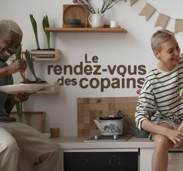 Sticker mural texte Le Rendez-vous des copains - TenStickers