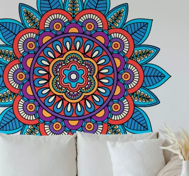 stickers voiture fleurs Mandala coloré lumineux - TenStickers