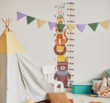 Toise Autocollante Compteur d'animaux indien - TenStickers