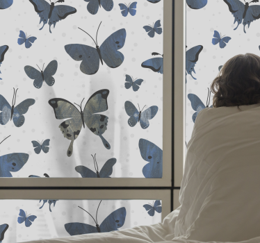 Vitrophanie vitrine Aile de papillon bleu pailleté - TenStickers