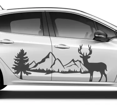 Vitrophanie vitrine Suisse montagnes avec des cerfs - TenStickers