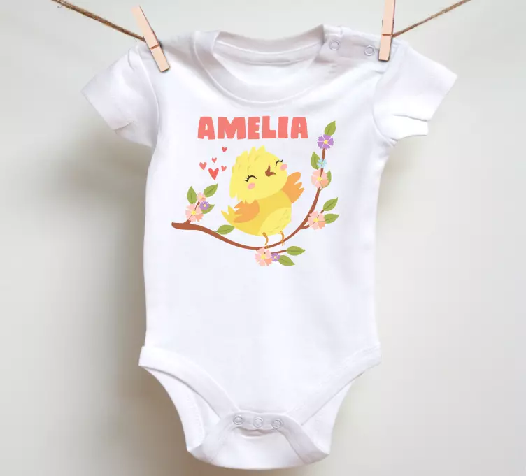 T-shirt bébé poussin heureux personnalisé - TenStickers