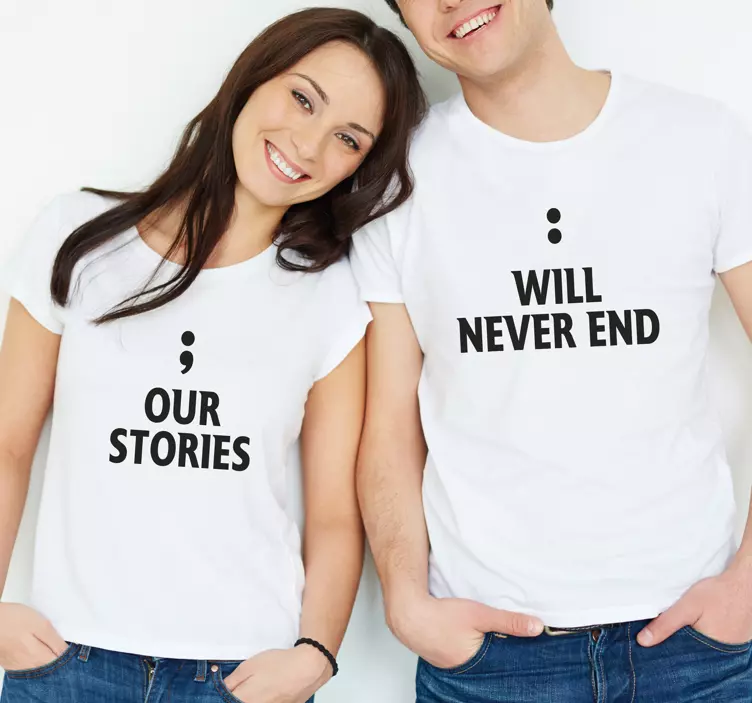 T shirt couple Nuestras historias nunca terminarán - TenStickers