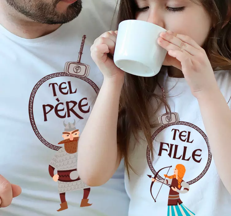 Tee shirt pere fils Comme un père comme une fille texto - TenStickers