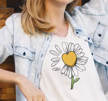 T-shirt fleur de coeur de marguerite - TenStickers