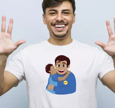 T-shirt père et fils papa heureux étreignant son fils - TenStickers