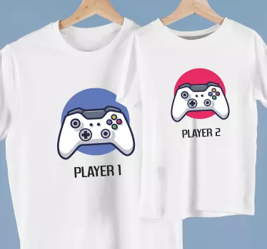 Tee shirt pere et fils Joystick con control y jugador - TenStickers