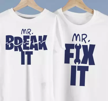 Tee shirt pere et fils Monsieur. Réparez-le, m. Casse le - TenStickers