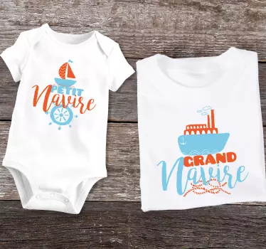 Tee shirt pere et fils il était un petit navire - TenStickers