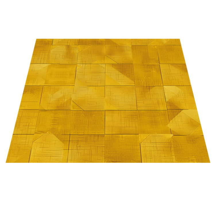 Tapis vinyle jaune carrés géométriques - TenStickers