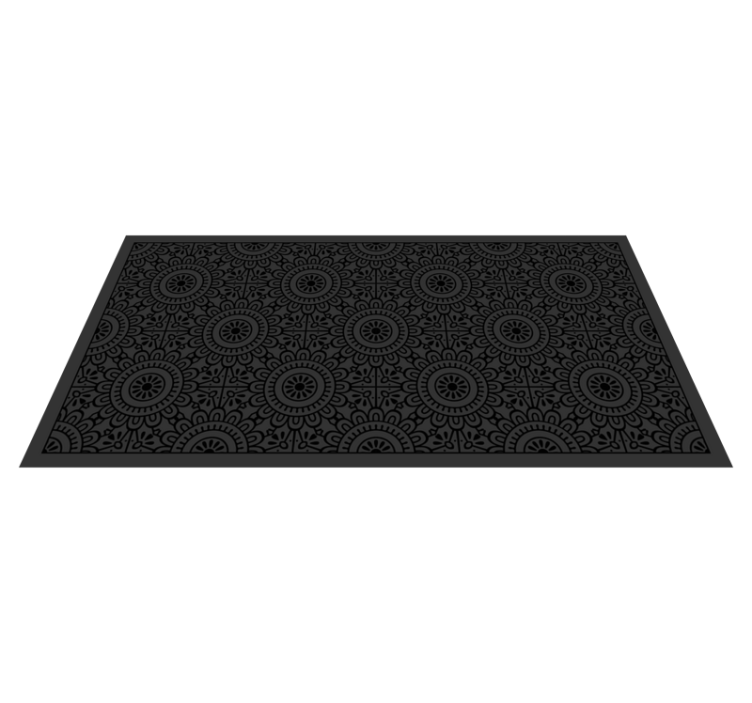 Tapis vinyle noir fleurs de mandala - TenStickers