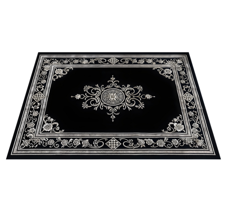 Tapis vinyle noir design oriental classique - TenStickers