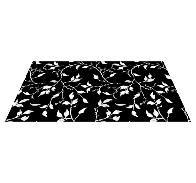 Tapis vinyle noir motif floral moderne - TenStickers