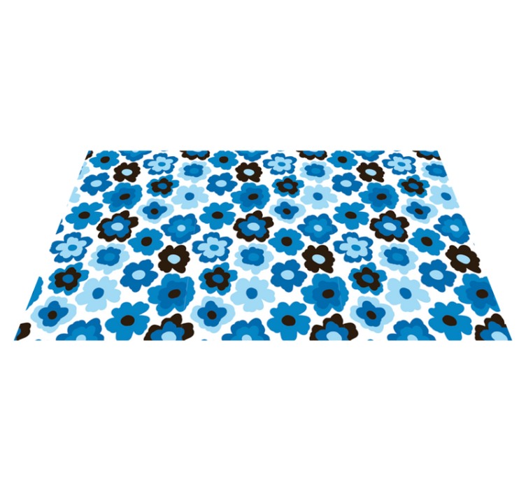 Tapis vinyle fleurs et plantes coquelicot bleu - TenStickers