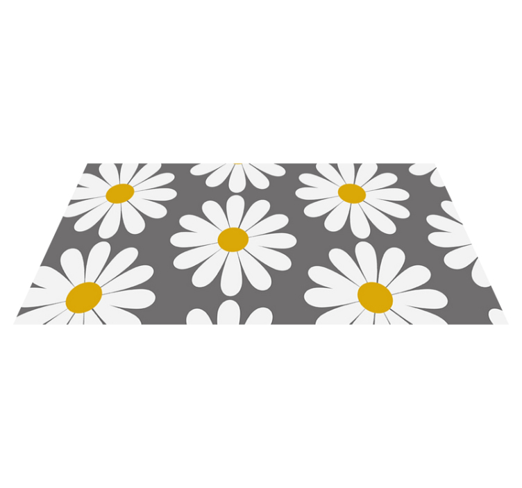 Tapis vinyle salle de bain marguerite sur fond gris - TenStickers