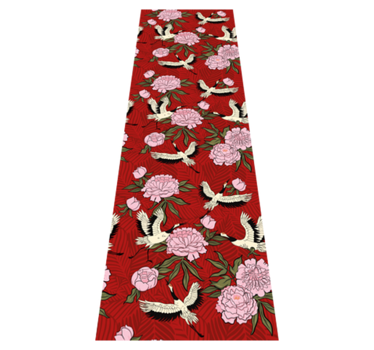 Tapis vinyle animal oiseaux blancs sur fond tropical rouge - TenStickers