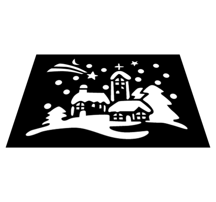 Tapis vinyle noël ville noir et blanc - TenStickers