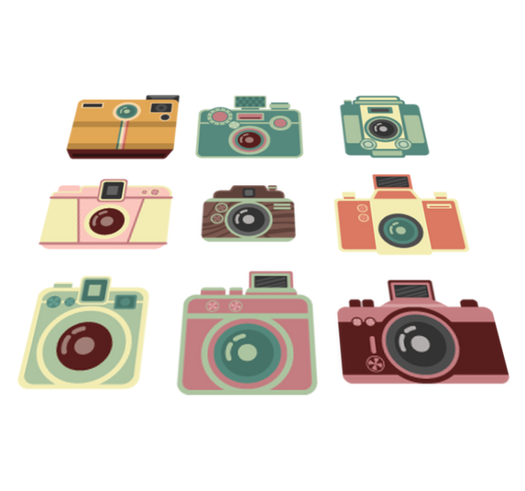 Tapis vinyle salle a manger appareils photo vintage - TenStickers