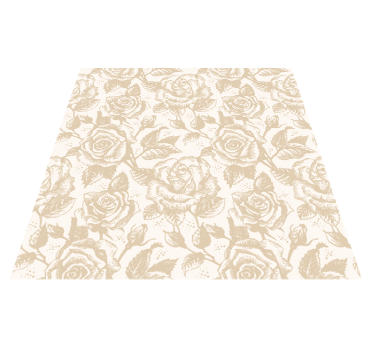 Tapis vinyle salle a manger beige vintage roses - TenStickers