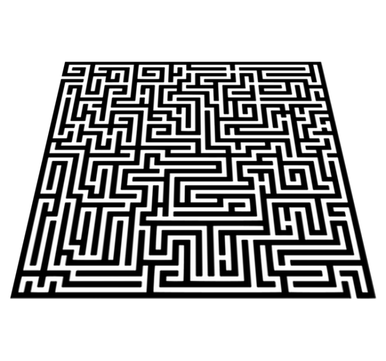 Tapis vinyle salle a manger labyrinthe noir et blanc - TenStickers