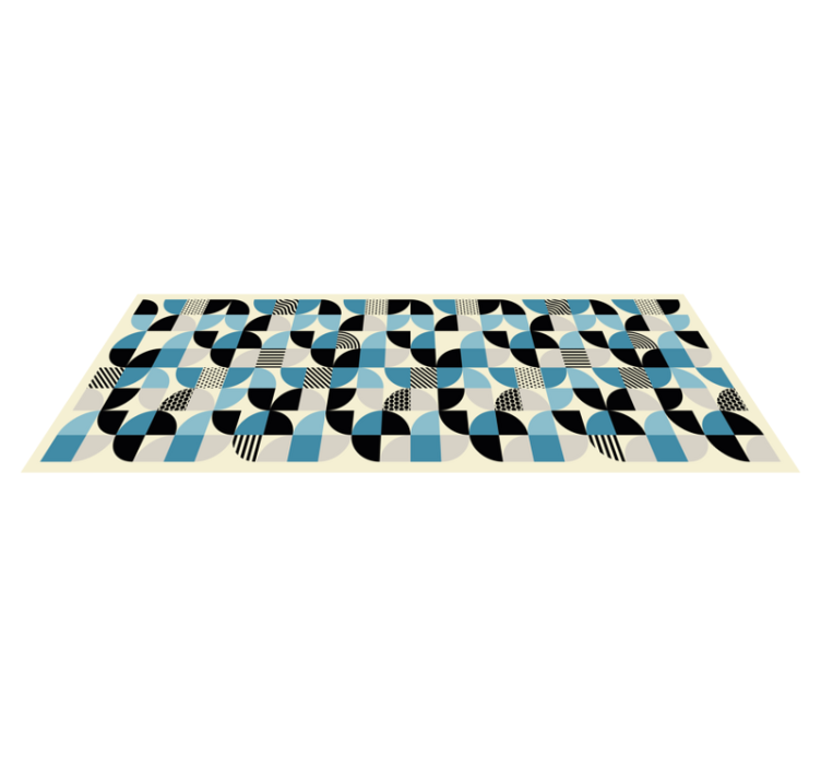 Tapis vinyle salle a manger motif bauhaus bleu rétro - TenStickers